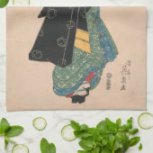 Japanese Kimono Woman Courtesan Artwork Theedoek (Gevouwen)