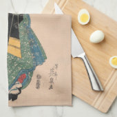 Japanese Kimono Woman Courtesan Artwork Theedoek (Quarter Fold)