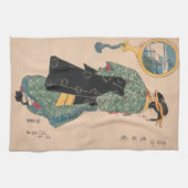 Japanese Kimono Woman Courtesan Artwork Theedoek (Horizontaal)