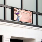 JAPANESE KOEPEL IN SNEEUW WOODBLOCK-AFDRUKBanner Spandoek (Buitenkant Gebouw)