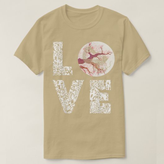 Japanese Koi Carp Yin Yang Leopard Love Sakura Tre T-shirt (Design voorkant)
