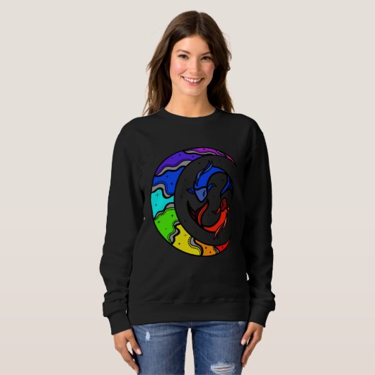 Japanese Koi Fish and Crescent Moon With Rainbow C Trui (Voorkant volledig)