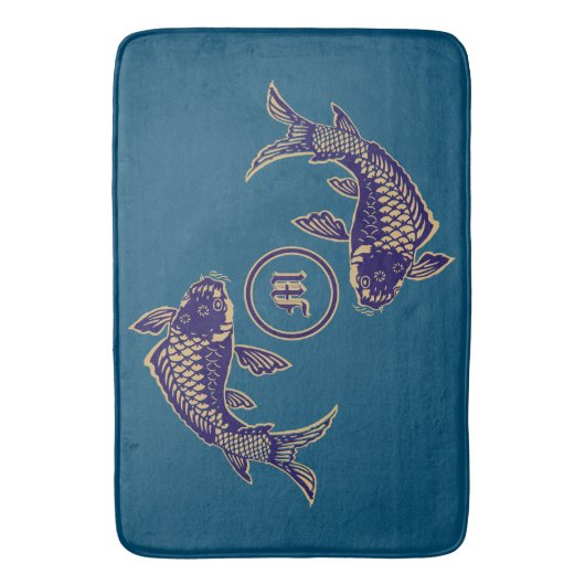 Japanese Koi Fish Monogram Badmat (Voorkant Verticaal)