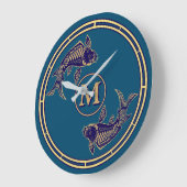 Japanese Koi Fish Monogram Grote Klok (Hoek)