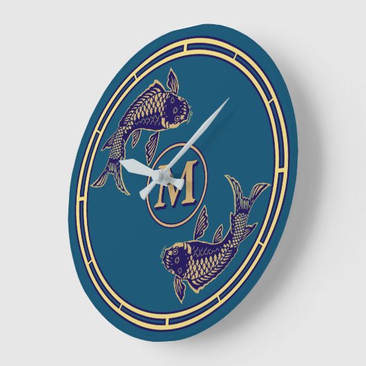 Japanese Koi Fish Monogram Grote Klok (Hoek)