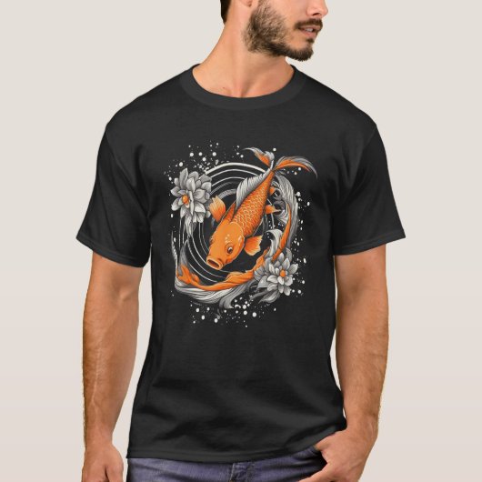 Japanese Koi Fish Nishikigoi Fish Blackboard Art T-shirt (Voorkant)