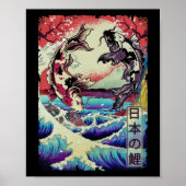 Japanese Koi Fishes Great Wave off Kanagawa Poster (Voorkant)