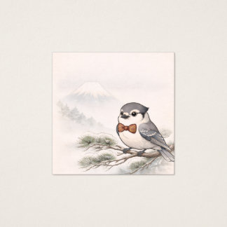 Japanese Landscape&Canada Jay Minimal Display Card Vierkante Visitekaartjes