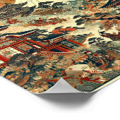 Japanese Landscape Mt Fuji Temples Cherry Blossoms Poster (Hoek)