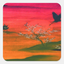 JAPANESE LANDSCAPE VIERKANTE STICKER