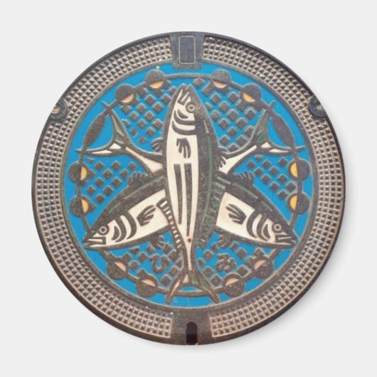 Japanese Manhole Cover Arts　－Himi Yellowtail Magneet (Voorkant)