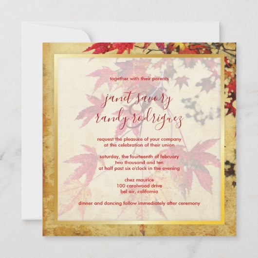  JAPANESE MAPLE/FALL WEDDING INVITATIONS KAART (Achterkant)