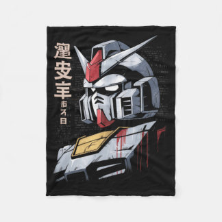 Japanese Mecha Robot Head Blueprint Sketch Art Fleece Deken