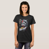 Japanese Mecha Robot Head Blueprint Sketch Art T-shirt (Voorkant volledig)