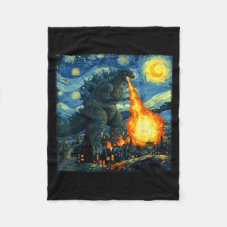 Japanese Monster Kaiju Van Gogh Starry Night  Fleece Deken