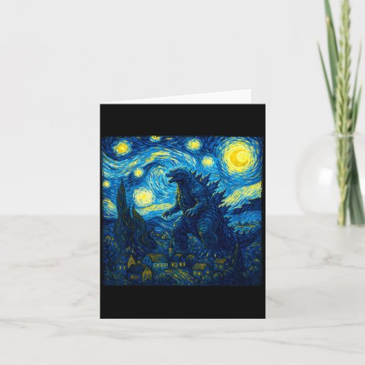 Japanese Monster Kaiju Van Gogh Starry Night  Kaart (Voorkant)