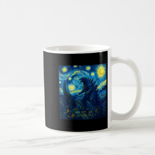 Japanese Monster Kaiju Van Gogh Starry Night Koffiemok (Rechts)