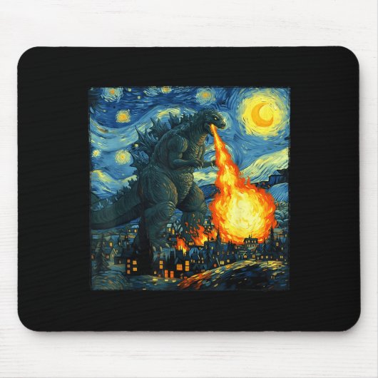 Japanese Monster Kaiju Van Gogh Starry Night  Muismat (Voorkant)