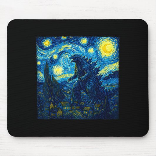 Japanese Monster Kaiju Van Gogh Starry Night  Muismat (Voorkant)