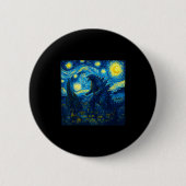 Japanese Monster Kaiju Van Gogh Starry Night  Ronde Button 5,7 Cm (Voorkant)