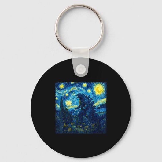 Japanese Monster Kaiju Van Gogh Starry Night  Sleutelhanger (Voorkant)