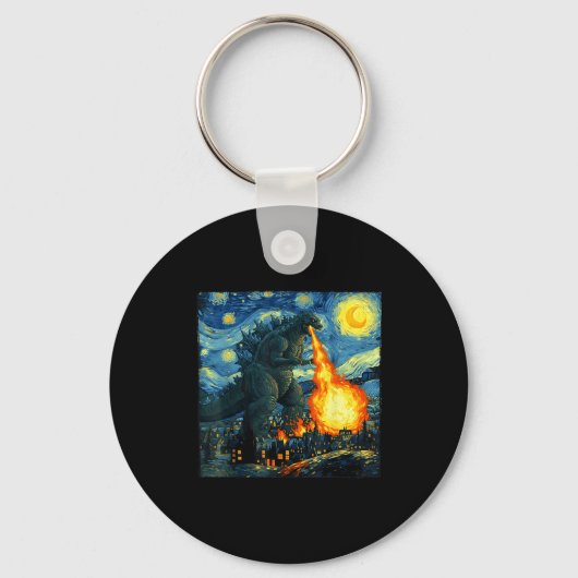 Japanese Monster Kaiju Van Gogh Starry Night  Sleutelhanger (Voorkant)