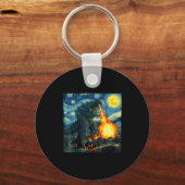 Japanese Monster Kaiju Van Gogh Starry Night  Sleutelhanger (Voorkant)