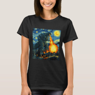 Japanese Monster Kaiju Van Gogh Starry Night  T-shirt