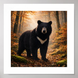Japanese Moon Bear in Autumn Forest – Art Print