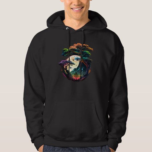 Japanese Moon on Bonsai Tree Hoodie (Voorkant)