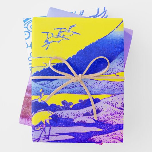 JAPANESE MOUNTAIN PRINT Wrapping Paper Sheet Set (In situ)