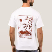 Japanese Mountain Sunset Sakura Blossom art  T-shirt (Achterkant)