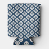 Japanese Navy Blue Ivory Floral Geometric Pattern Blikjeskoeler (Voorkant)