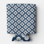 Japanese Navy Blue Ivory Floral Geometric Pattern Blikjeskoeler (Achterkant)
