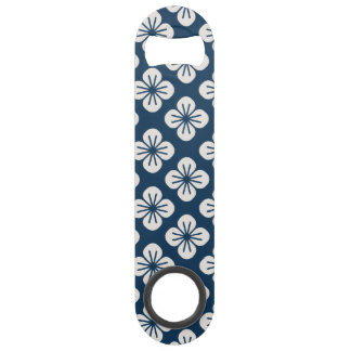 Japanese Navy Blue Ivory Floral Geometric Pattern Speed Flessenopener