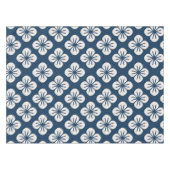 Japanese Navy Blue Ivory Floral Geometric Pattern Tafelkleed (Voorkant (Horizontaal))
