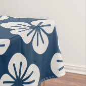 Japanese Navy Blue Ivory Floral Geometric Pattern Tafelkleed (Voorbeeld)