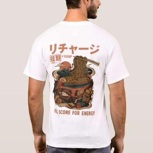 Japanese Noodle Bowl Graphic Recharge +100HP T-shirt (Achterkant)