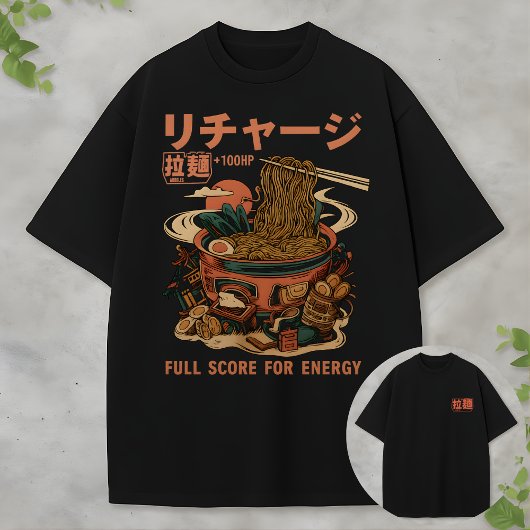 Japanese Noodle Bowl Graphic Recharge +100HP T-shirt