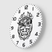 Japanese Oni Mask Tribal Demon Line Art Grote Klok (Hoek)