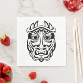 Japanese Oni Mask Tribal Demon Line Art Servet (Insitu)