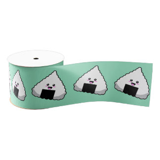 Japanese Onigiri Sushi Cute Kawaii Food Pattern Grosgrain Lint