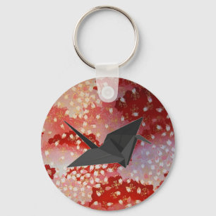 japanese Origami crane pink Sakura cherry blossom Sleutelhanger
