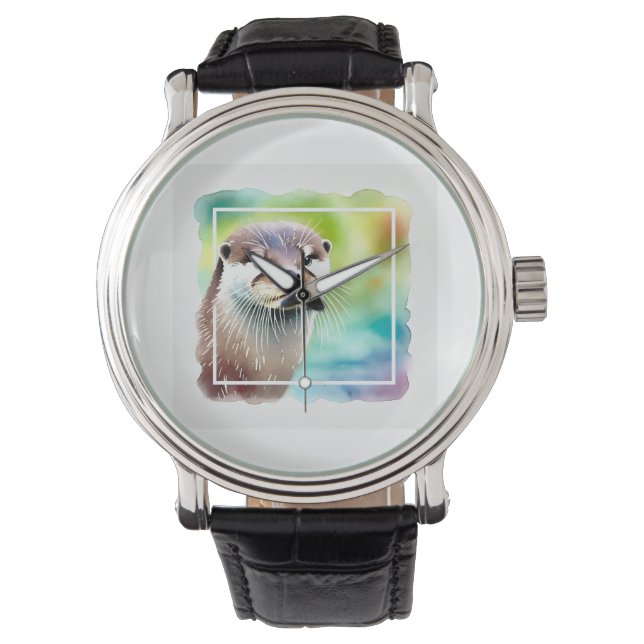 Japanese Otter in Tranquil Waters 040924AREF130 -  Horloge (Voorkant)