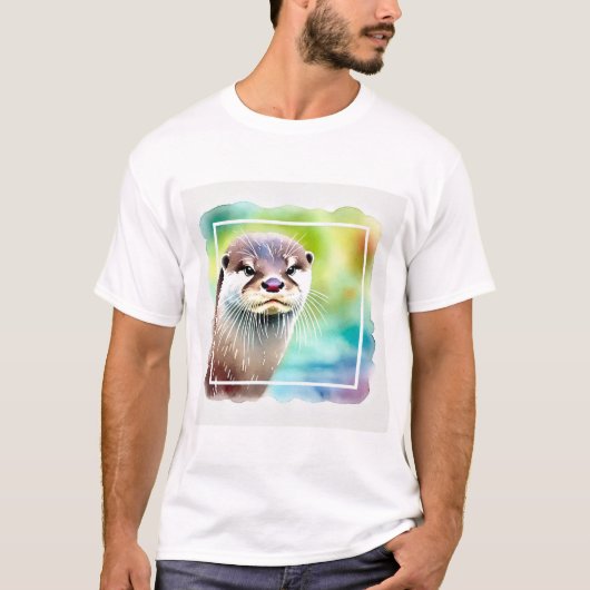 Japanese Otter in Tranquil Waters 040924AREF130 -  T-shirt (Voorkant)