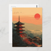 Japanese Pagoda vintage Briefkaart (Voorkant / Achterkant)