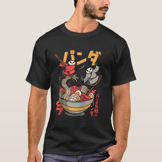 Japanese Panda Monks Fighting Over Ra Noodles- Chi T-shirt (Voorkant)