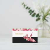 Japanese pattern red origami crane business card visitekaartje (Staand voorkant)