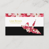 Japanese pattern red origami crane business card visitekaartje (Voorkant)
