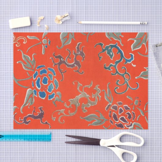 JAPANESE PATTERN RED Tissue Paper Tissuepapier (Craft)